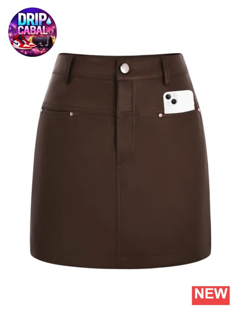 Faux Leather Mini Pencil Skirt with Built-in Shorts and Pockets